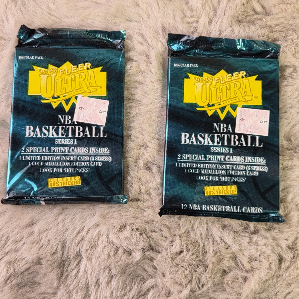 2 Packs 1995-96 Fleer Ultra NBA Basketball Series 1 Sealed Unopened Wax Packs